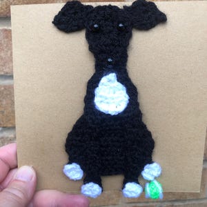 Whippet/greyhound/lurcher greeting card FIRST CLASS POSTAGE option - grey cream black -dog with ball image 5