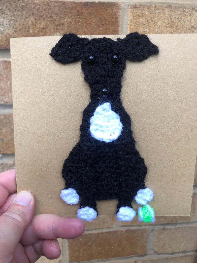 Whippet/greyhound/lurcher greeting card FIRST CLASS POSTAGE option - grey cream black -dog with ball image 5