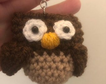 Crocheted Owl Keyring: Handmade Amigurumi Accessory, 5cm Height