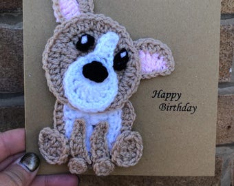 Chihuahua crochet birthday card