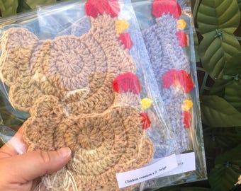 Chicken Coasters - packs of 2