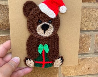 Christmas bear - crochet card