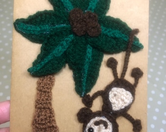 Cheeky monkey crochet card (FIRST CLASS POSTAGE)