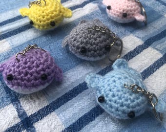 Whale keyrings - mini - various colours - hanging accessories - not toys