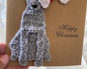 Santa whippet greyhound lurcher Italian greyhound Christmas card