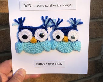 Owl Father’s Day greeting card - father & child owls - humerous - funny card - make dad laugh (FIRST CLASS POST)