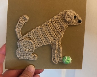 Labrador Greetings Card – Handmade Dog Birthday Card crochet unique special cards
