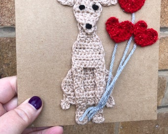 Whippet with heart balloons/or gold balloon