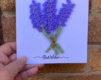 Lavender crochet Card – Handmade Floral Greetings Card