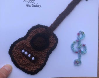 Guitar birthday card handmade crochet