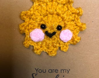 Sun appliqué crochet card - you are my sunshine