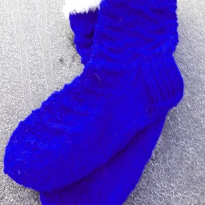 hand knit socks, wool socks women knitting socks size 40 EU, blue socks