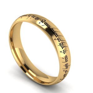 14k SolidGold Custom Engraved Elvish Ring•Sauron Elven Couple Band•Engagement Elf•Handmade Wedding LordofTheOneRing Jewelry Gift for Her Him