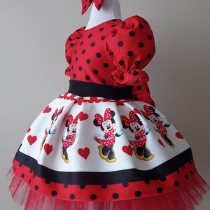 Red Minnie Mouse Detailed Girl Dress