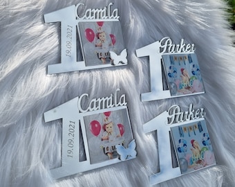 Custom Birthday Photo Favors, Personalized Mirror Magnet, Baby Photo Frames, Birthday Party Favors, Baby Picture Frames, 1st Birthday Favors