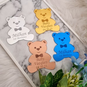 Magnete orsacchiotto, bomboniere personalizzate, grazie mille, Bomboniere per baby shower, bomboniere per feste di compleanno, bomboniere orsacchiotti, etichetta specchio