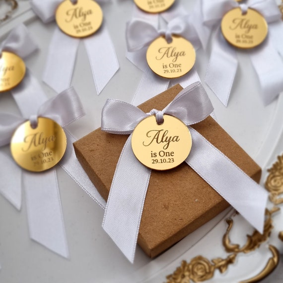 20 Targhette In Acrilico A Specchio Dorato - Personalizzabili, A Cuore, Per Matrimoni, Battesimi, Regali - Foto 10