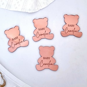 Etichetta specchio acrilico orsacchiotto, etichetta doccia bambino, grazie mille, regalo personalizzato, compleanno orsacchiotto, etichetta orsacchiotto, nome bambino