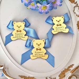 Etichetta specchio acrilico orsetto, etichetta baby shower, grazie mille, regalo personalizzato, compleanno orsetto, etichetta orsetto, nome bambino