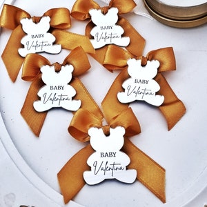 Etichetta specchio acrilico orsetto, etichetta baby shower, grazie mille, regalo personalizzato, compleanno orsetto, etichetta orsetto, nome bambino