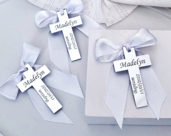 Baptism Favor Tag, Gold Rectangle Name Tag, Cross Baptism Tags, Gold Bless Labels, Lettering Name Logo, Christening Favors, Mirror Tag