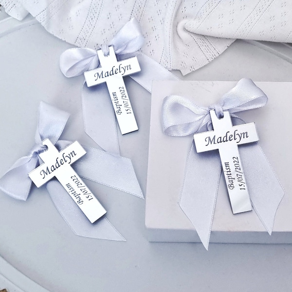 Baptism Favor Tag, Gold Rectangle Name Tag, Cross Baptism Tags, Gold Bless Labels, Lettering Name Logo, Christening Favors, Mirror Tag