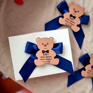 Etichetta specchio acrilico orsetto, etichetta baby shower, grazie mille, regalo personalizzato, compleanno orsetto, etichetta orsetto, nome bambino