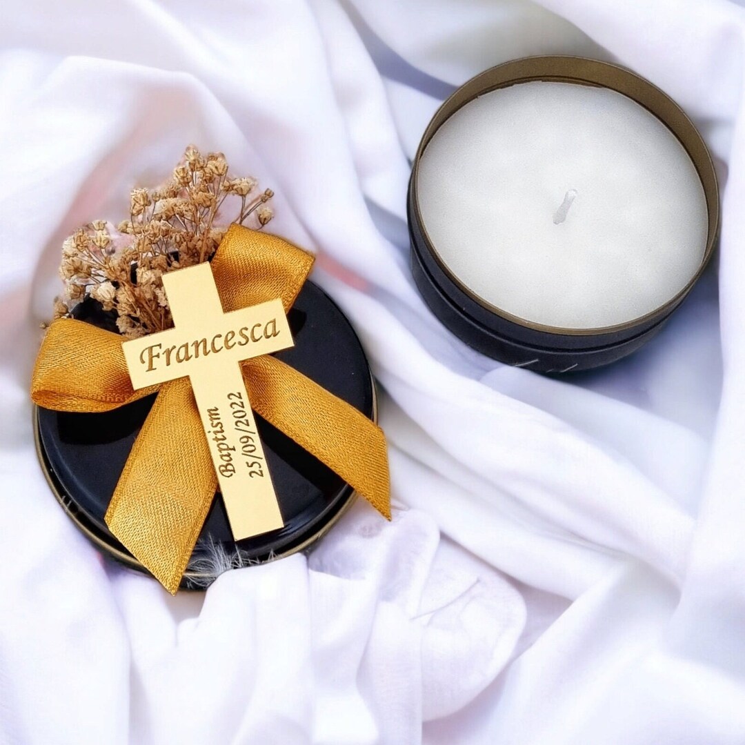 Gold Custom Baptism Candle Favors Baptism Candle Etsy