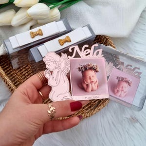 Imán con marco de fotos de ángel de bautismo personalizado, recuerdo de bautismo, regalo de bautismo personalizado, recuerdos de bautizo, recuerdos de primera comunión, Mi Bautizo