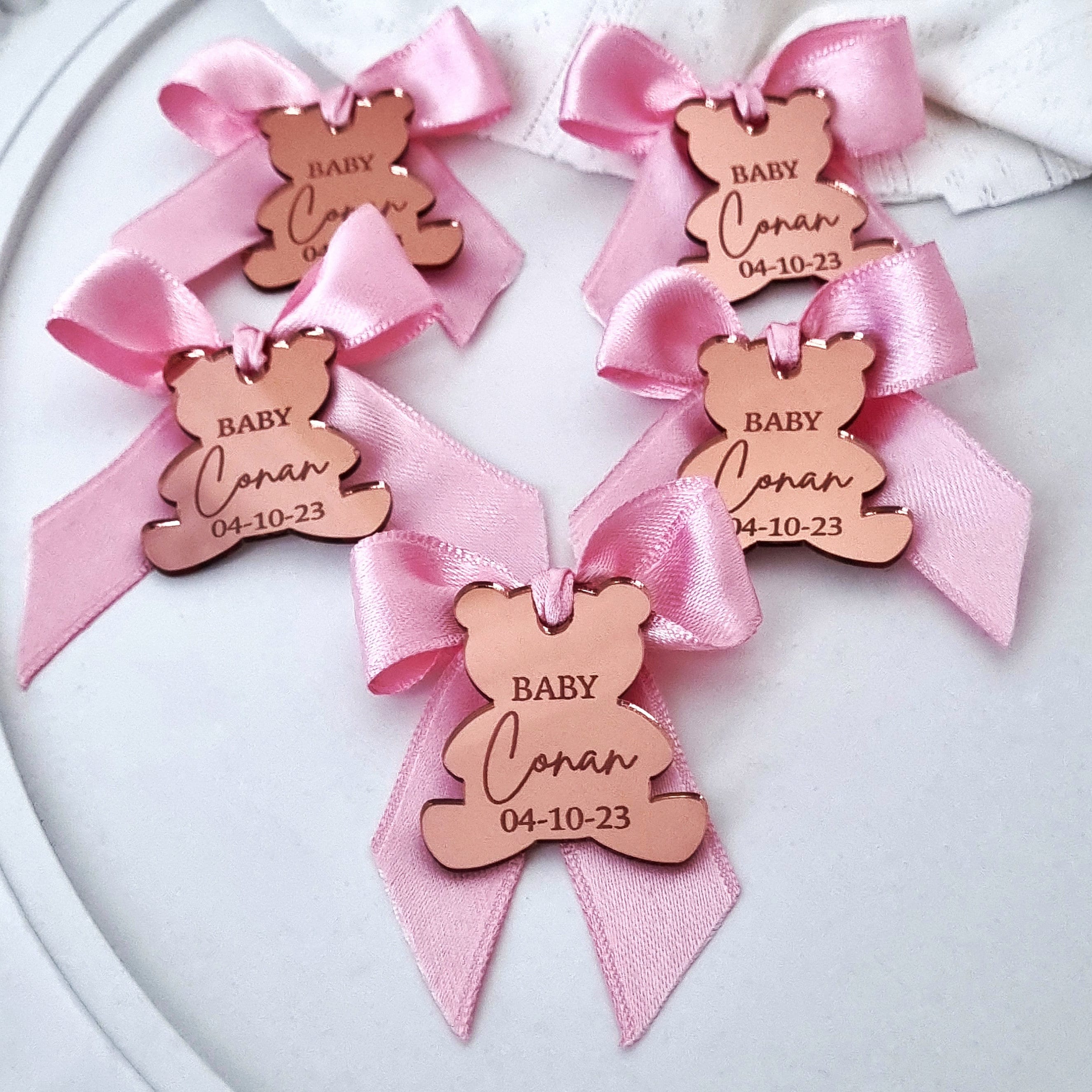 Personalized Teddy Bear Acrylic Tag: Baby Shower Favor