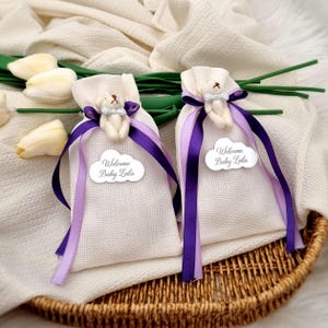 Teddybär-Geschenkbeutel, Süßigkeitsbeutel, Babyparty-Geschenkbeutel, personalisierte Geschenke, Verpackungsbeutel, Strohtaschen für Bevorzugungen, Babyparty-Bonbons