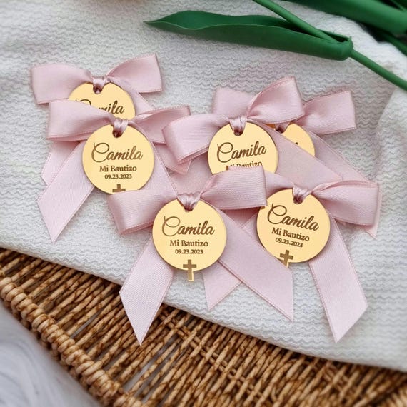 Personalized Gold Baptism Favor Tags: Cross Christening Bless Labels