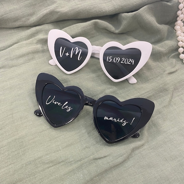 Stickers pour lunettes de soleil coeur - Mariage - EVJF - Fiançailles - Anniversaire - Évènement