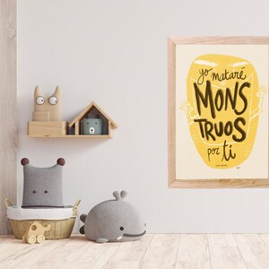 Hoge kwaliteit afdrukbare digitale illustratie Poster Grootte "I Will Kill Monsters for You" donkere letters, print, poster, decoratie