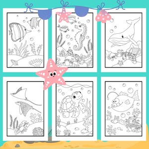 Unterwasser Malseiten, Malseiten, Meerestiere, Malbuch, Hai, Ausmalbilder, Meer, Malbuch, PDF DIGITAL Bild 4