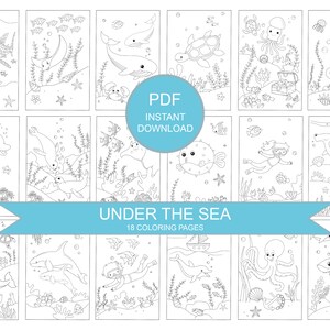 Puede incluir: Un conjunto de 18 p&aacute;ginas para colorear con varias criaturas marinas, incluyendo un tibur&oacute;n, un delf&iacute;n, un pulpo, un caballito de mar y una tortuga. Las p&aacute;ginas son en blanco y negro y est&aacute;n listas para ser coloreadas.