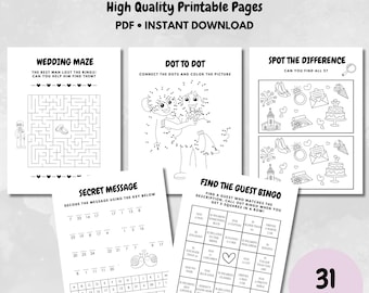 Printable Kids Wedding Activity Pack Wedding Activity Book Coloring Book for Kids Reception Table Activities Booklet Games Digital Marriage