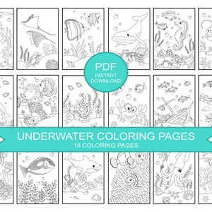 Unterwasser Malseiten, Malseiten, Meerestiere, Malbuch, Hai, Ausmalbilder, Meer, Malbuch, PDF DIGITAL Bild 5