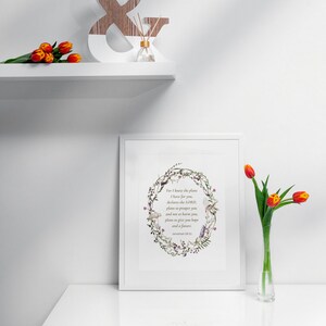 Scripture Wall Art, Jeremiah 29:11 Christian Bible Verse Quotes, Watercolor Wildflower Botanical Floral Art Prints - INSTANT DOWNLOAD