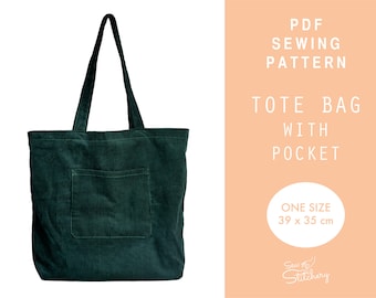 Patrón de costura para bolso tote / Bolso de compras con bolsillo (PDF digital)