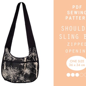 Slouch Sling Bag with Shoulder Strap and Zip Sewing Pattern | Easy Digital Download PDF | Boho Sling Bag Sewing Pattern & Instructions