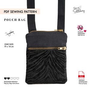 Beginner Crossbody Bag Phone Pouch Sewing Pattern (PDF Instructions)