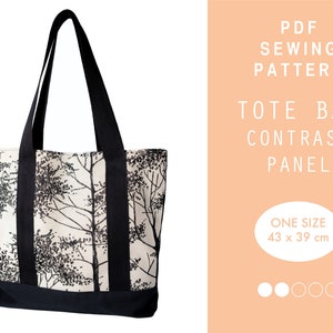 Tote Bag Contrast panel Sewing Pattern | Shopper Bag | Instant Download | Easy Digital PDF | Bag Sewing PDF Pattern & Instructions