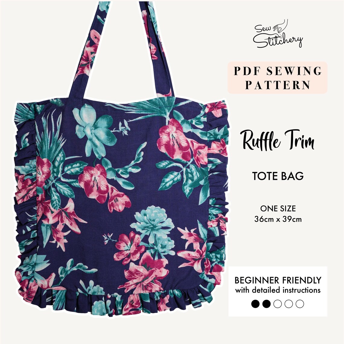 Ruffle Tote Bag Sewing Pattern: Easy PDF With Instructions (digital ...