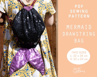 Mermaid Drawstring Bag Sewing Pattern: Kids Costume (Digital Download)