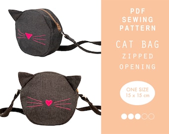 Naaipatroon kattentas | Ronde kindertas met rits (digitale download)