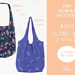 Boho Sling Bag Sewing Pattern | Hobo Bag Pdf Pattern | Instant Download | Easy Digital PDF | Tote Bag Sewing PDF Pattern & Instructions