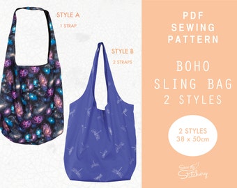 Patron de couture Boho Sling Bag | Modèle Pdf Sac Hobo | Téléchargement instantané | PDF numérique facile | Patron PDF de couture de sac fourre-tout et instructions