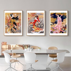 Gorgeous Geisha Girls Wall Art Prints - Set of 3 | Geisha Art Print | Japanese Art Print | Japanese Geisha | Fine-Art Print | Japanese Décor