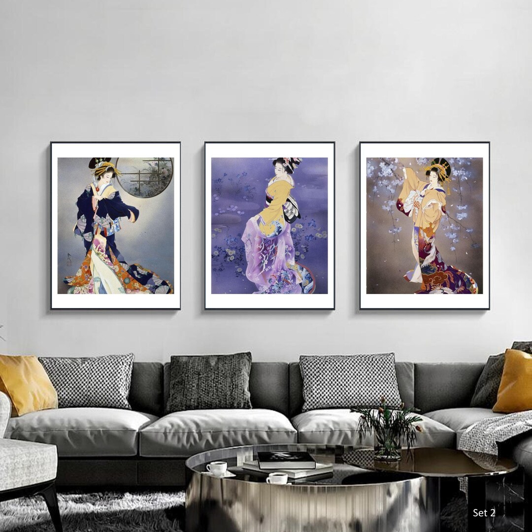 Gorgeous Geisha Girls Wall Art Prints - Set of 3 | Geisha Art Print ...